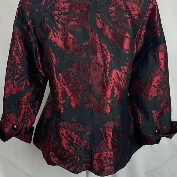 Cheryl Nash Black W Raised Metallic Red Party Event Jacket Blazer NWOT Size S - Picture 7 of 13